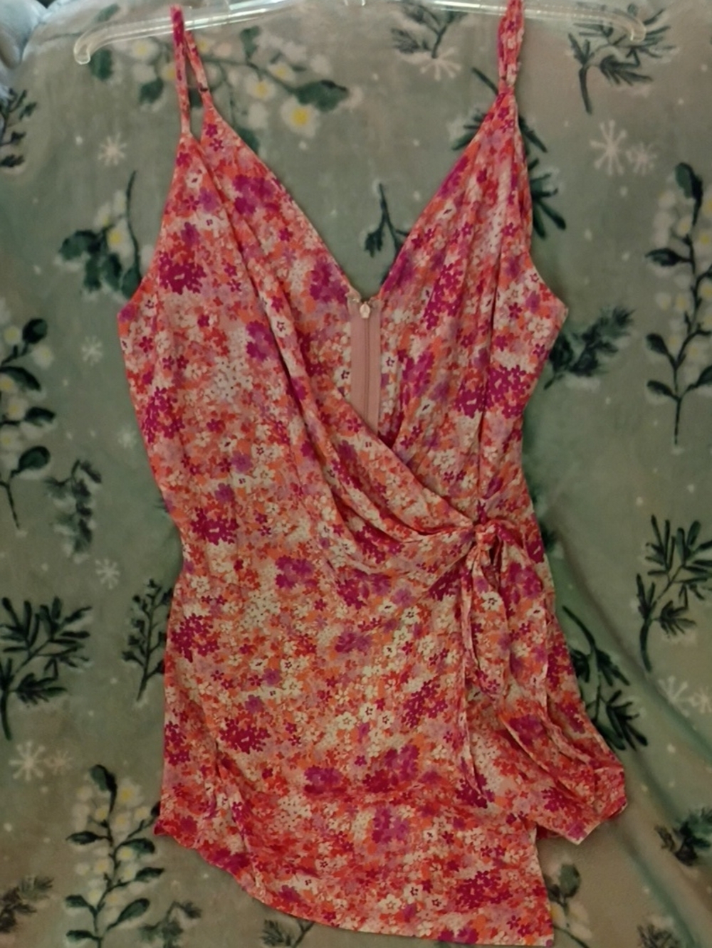 Pink Lily Pink & Orange Floral Wrap Skorts Looks Like A Mini Dress